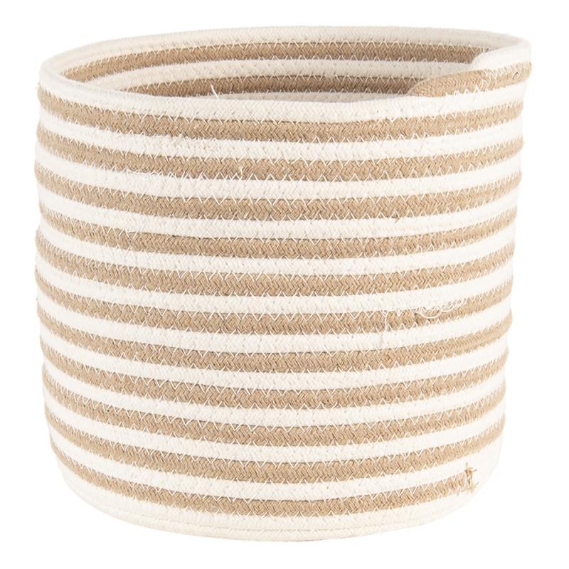 Clayre & Eef 6RO0517 Opbergmand Set Van 3 Ø 26 Ø 26 Ø 19 Cm Beige Bruin Zeegras Rond Mand