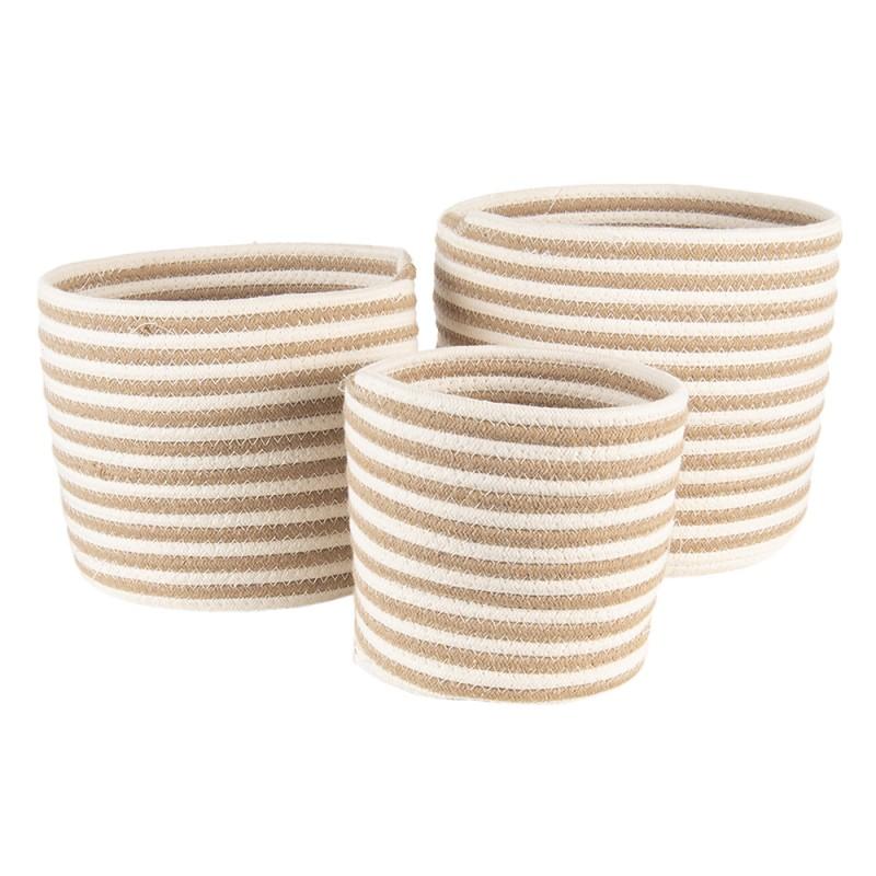 clayre & eef 6RO0517 Opbergmand Set van 3 Ø 26 Ø 26 Ø 19 cm Beige Bruin Zeegras Rond Mand