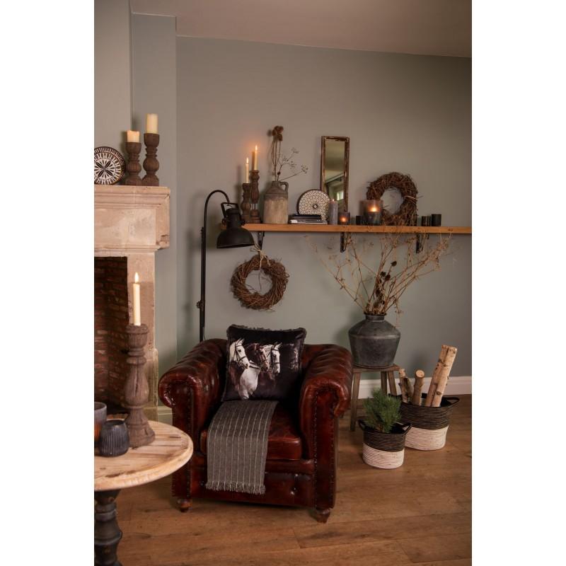 Clayre & Eef 6RO0528 Opbergmand Set Van 3 Ø 52 Ø 46 Ø 37 Cm Zwart Touw Rond Mand