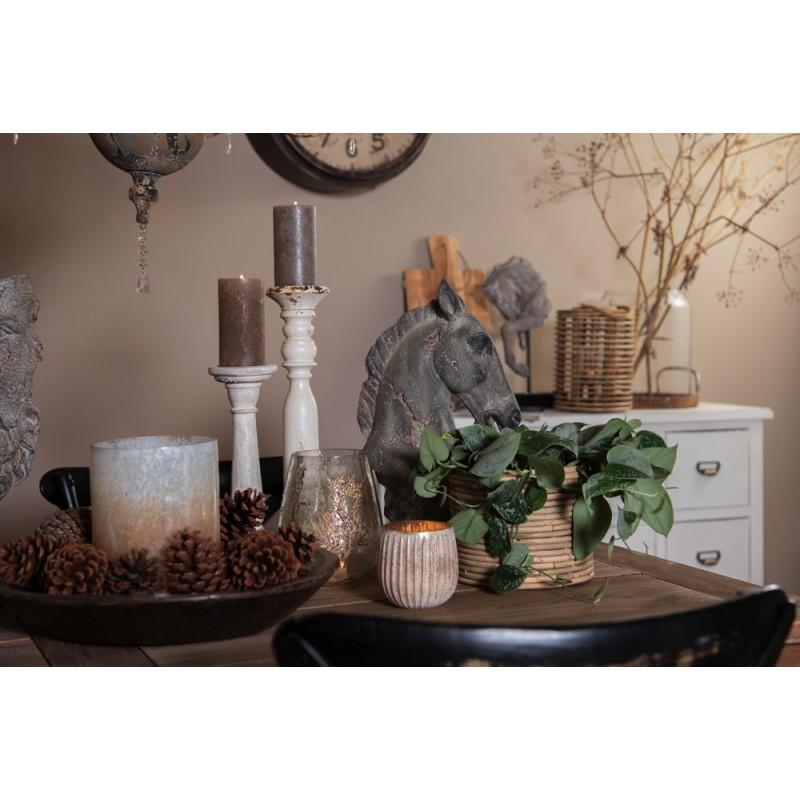 Clayre & Eef 6RO0542 Planthouder Ø 26x22 Cm Bruin Rotan Rond Bloempot