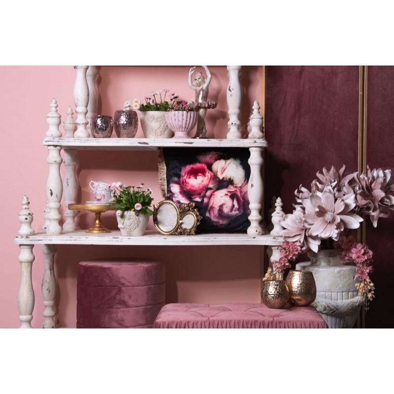 Clayre & Eef 6TE0278M Bloempot 17x17x15 Cm Wit Terracotta Rozen Rond Bloempot Binnen