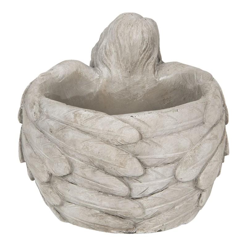 Clayre & Eef 6TE0282M Bloempot 19x17x14 Cm Grijs Steen Rond Bloempot Binnen