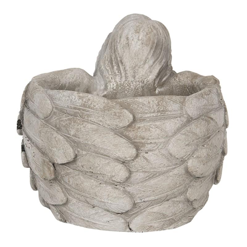 Clayre & Eef 6TE0282S Bloempot Engel 16x13x12 Cm Grijs Steen Rond Bloempot Binnen