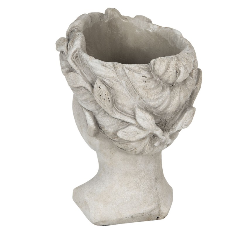 Clayre & Eef 6TE0291M Bloempot 16x15x21 Cm Grijs Steen Bloempot Binnen