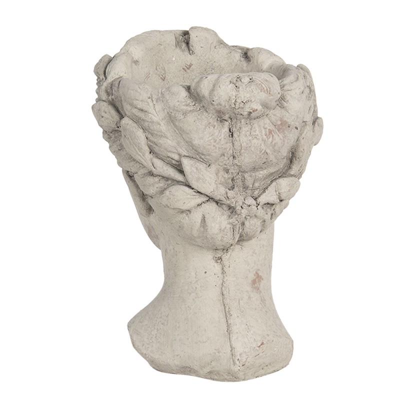 Clayre & Eef 6TE0307 Bloempot 18x17x25 Cm Grijs Bruin Steen Bloempot Binnen