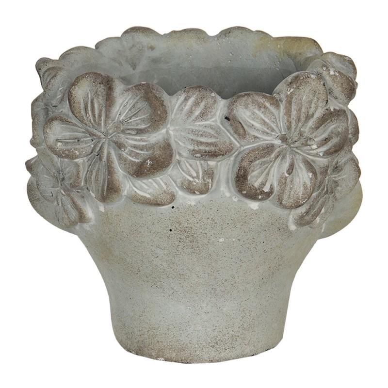 Clayre & Eef 6TE0315L Bloempot 30x27x26 Cm Grijs Steen Bloempot Binnen