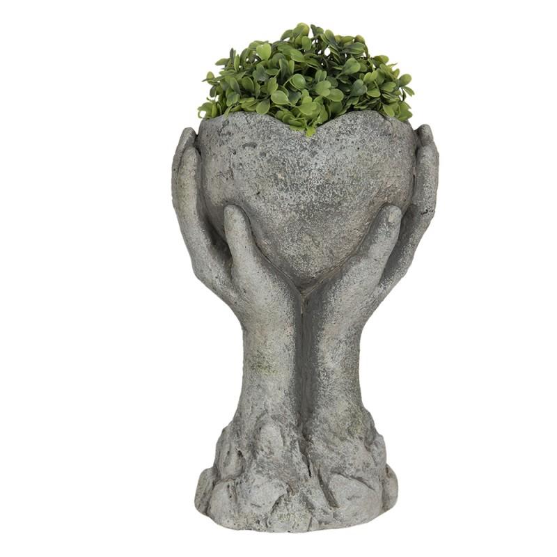 Clayre & Eef 6TE0318L Bloempot 19x13x34 Cm Grijs Steen Bloempot Binnen