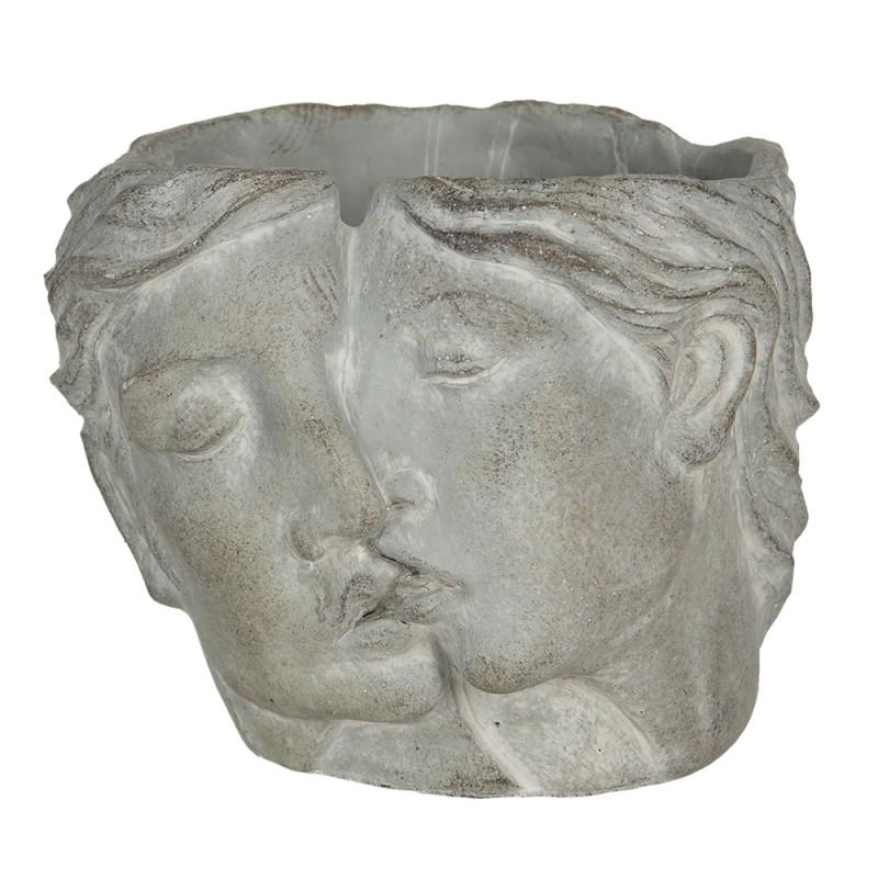 clayre & eef 6TE0319S Bloempot 16x14x13 cm Grijs Steen Bloempot Binnen