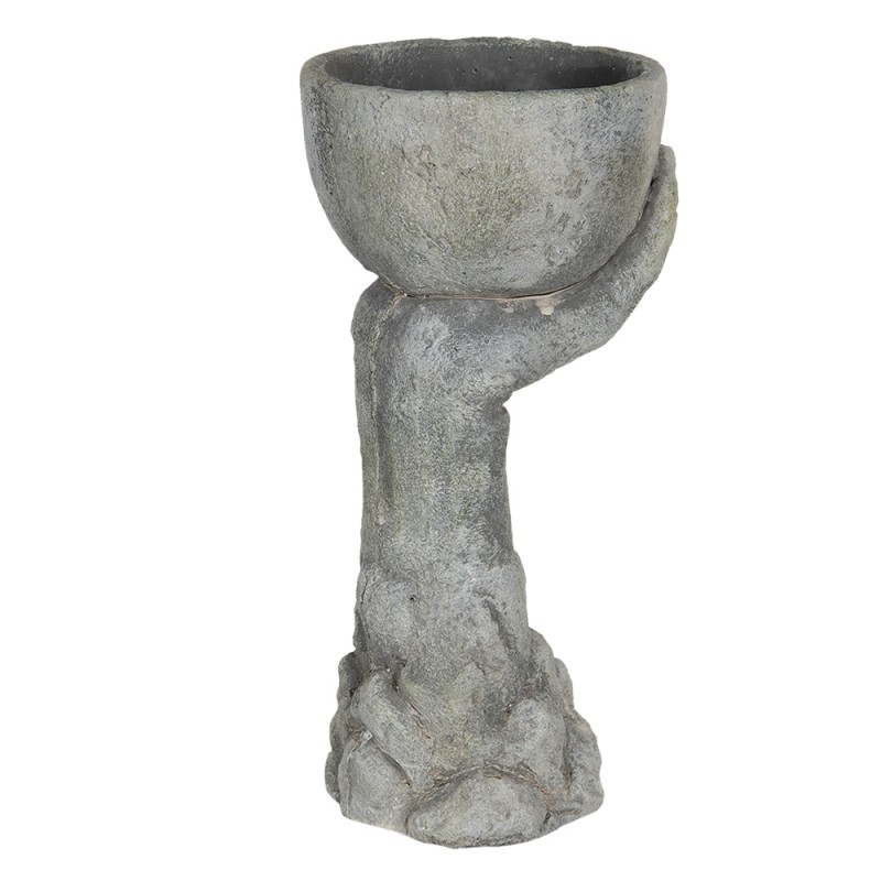 Clayre & Eef 6TE0321S Bloempot Hand 15x14x30 Cm Grijs Steen Bloempot Binnen