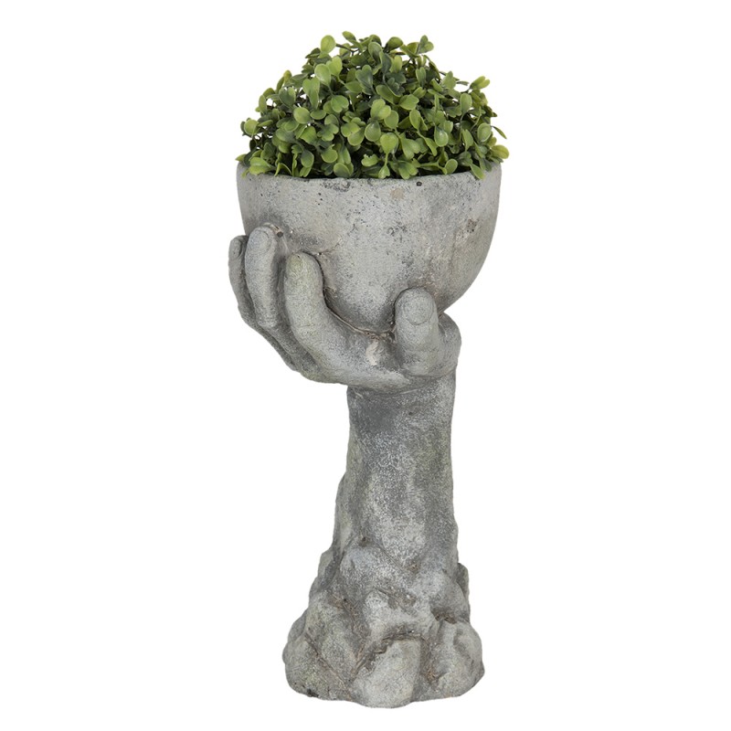 Clayre & Eef 6TE0321S Bloempot Hand 15x14x30 Cm Grijs Steen Bloempot Binnen