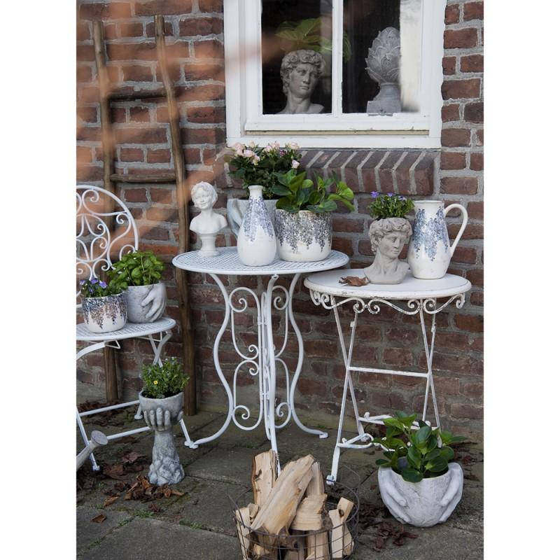 Clayre & Eef 6TE0321S Bloempot Hand 15x14x30 Cm Grijs Steen Bloempot Binnen