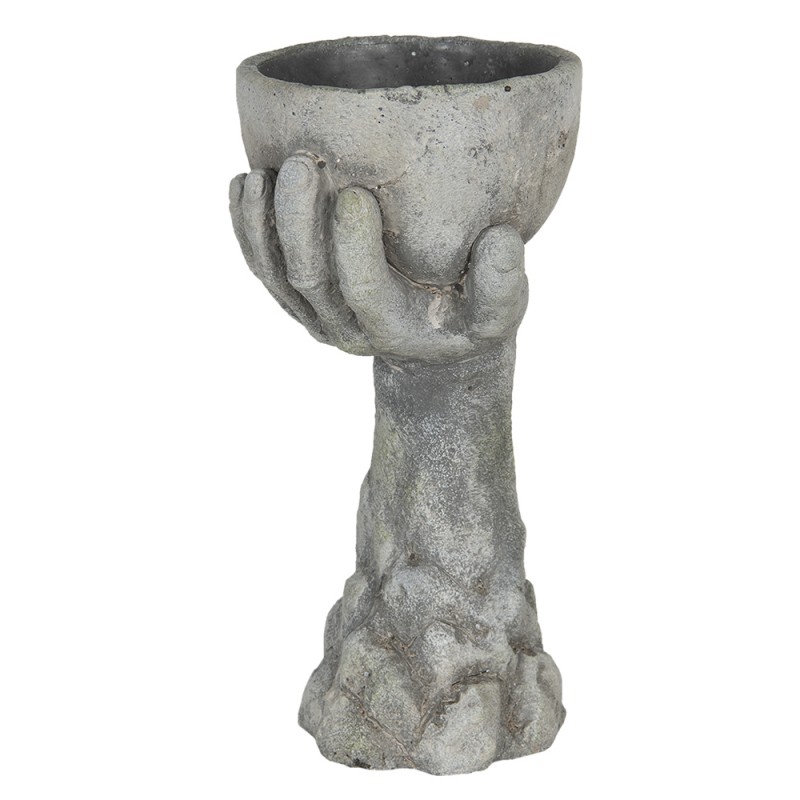 Clayre & Eef 6TE0321S Bloempot Hand 15x14x30 Cm Grijs Steen Bloempot Binnen