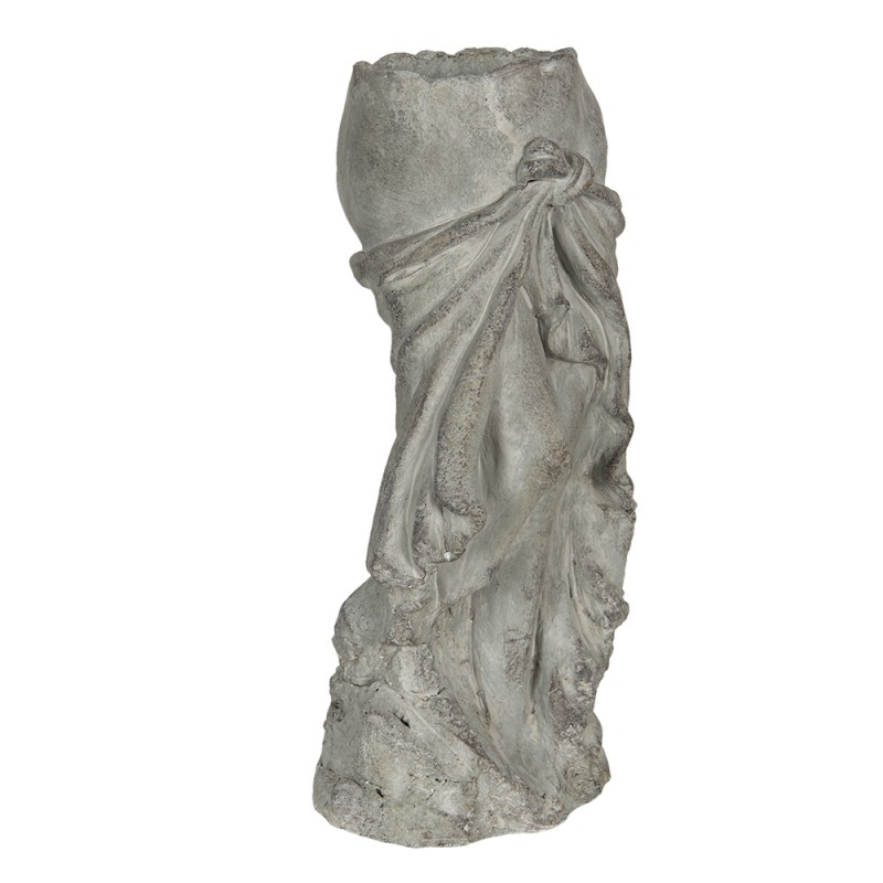 Clayre & Eef 6TE0326S Bloempot 13x13x29 Cm Grijs Steen Bloempot Binnen