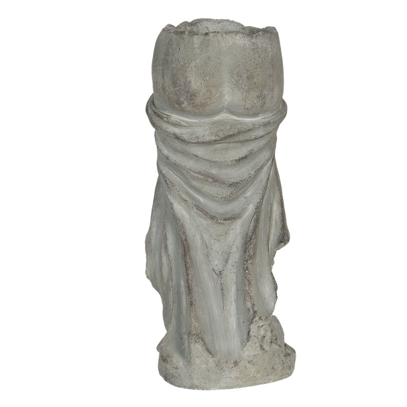 Clayre & Eef 6TE0326S Bloempot 13x13x29 Cm Grijs Steen Bloempot Binnen