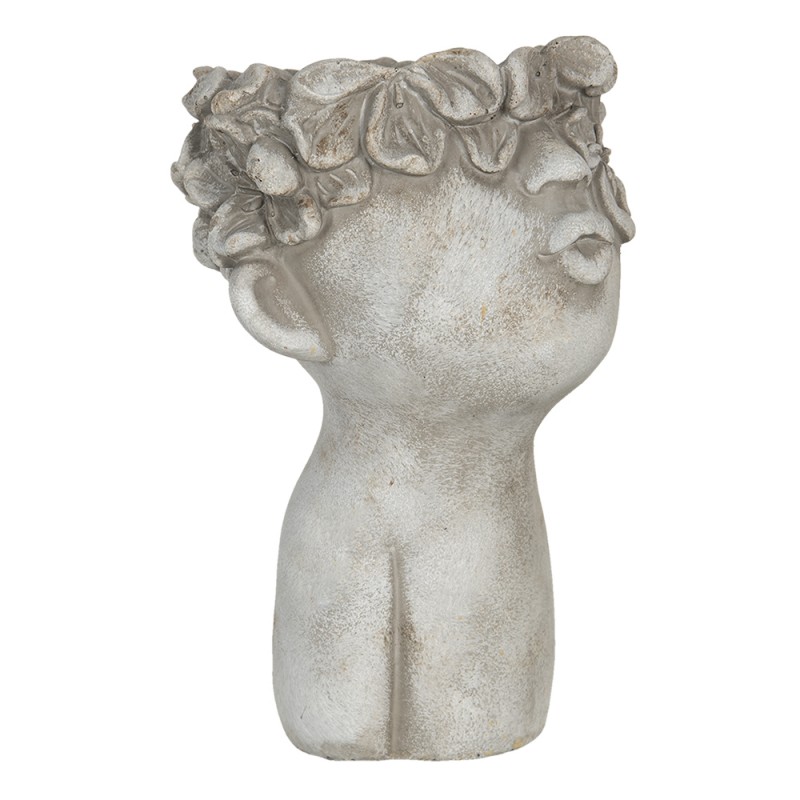 Clayre & Eef 6TE0327S Bloempot 11x11x18 Cm Grijs Steen Bloempot Binnen