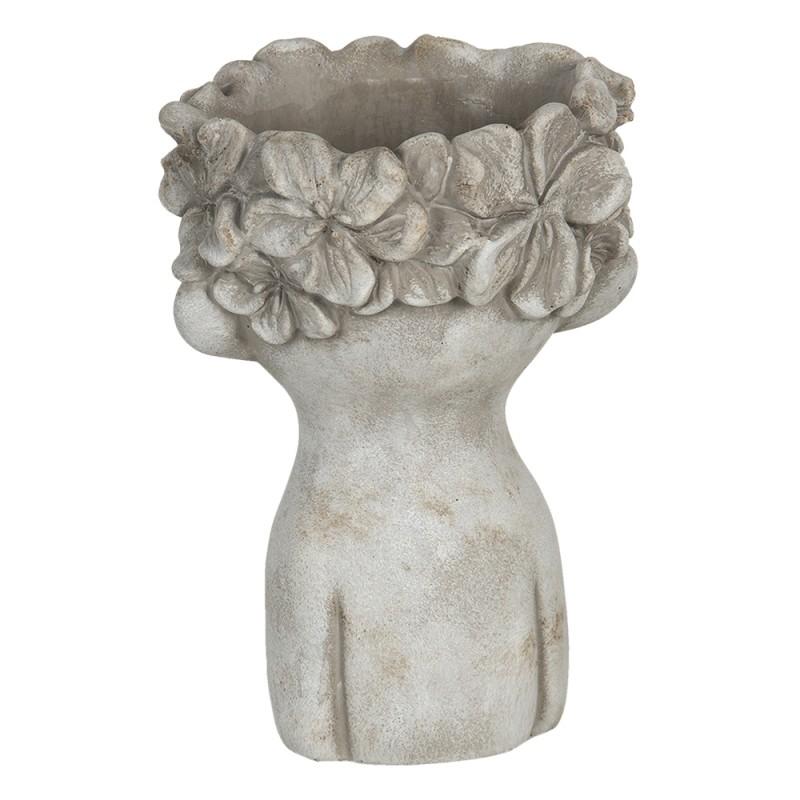 Clayre & Eef 6TE0327S Bloempot 11x11x18 Cm Grijs Steen Bloempot Binnen