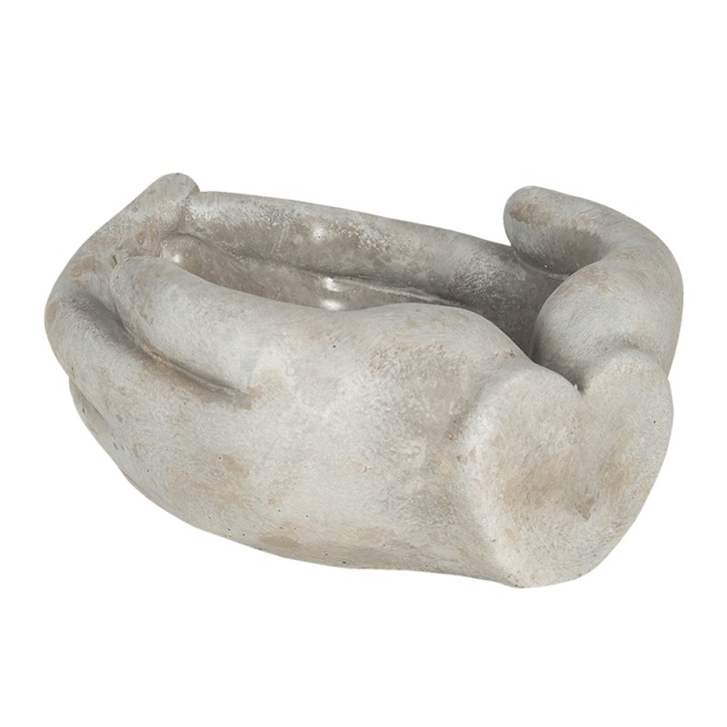 Clayre & Eef 6TE0329L Bloempot 18x16x9 Cm Beige Steen Bloempot Binnen