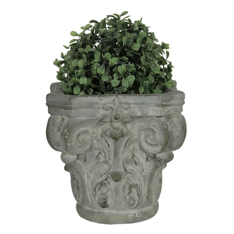 Clayre & Eef 6TE0333 Bloempot 17x17x16 Cm Grijs Groen Steen Vierkant Bloempot Binnen