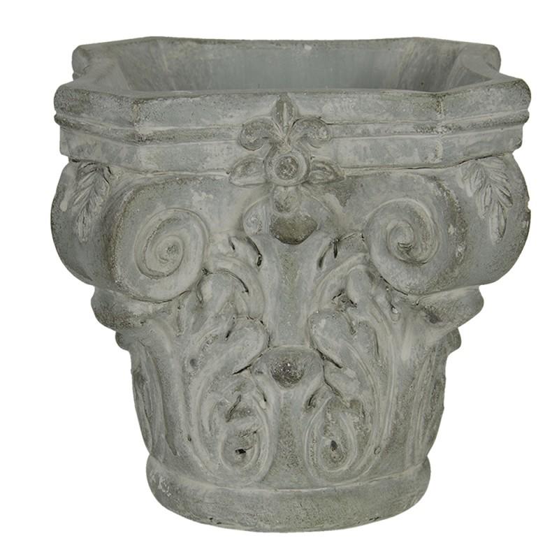 clayre & eef 6TE0333 Bloempot 17x17x16 cm Grijs Groen Steen Vierkant Bloempot Binnen