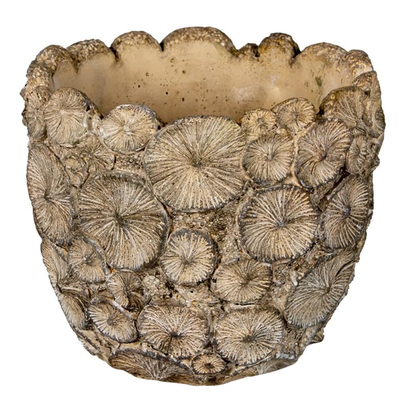 clayre & eef 6TE0359L Bloempot Ø 16x15 cm Grijs Steen Rond Bloempot Binnen