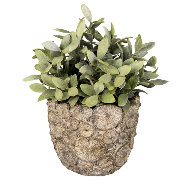Clayre & Eef 6TE0359M Bloempot Ø 14x13 Cm Grijs Steen Rond Bloempot Binnen