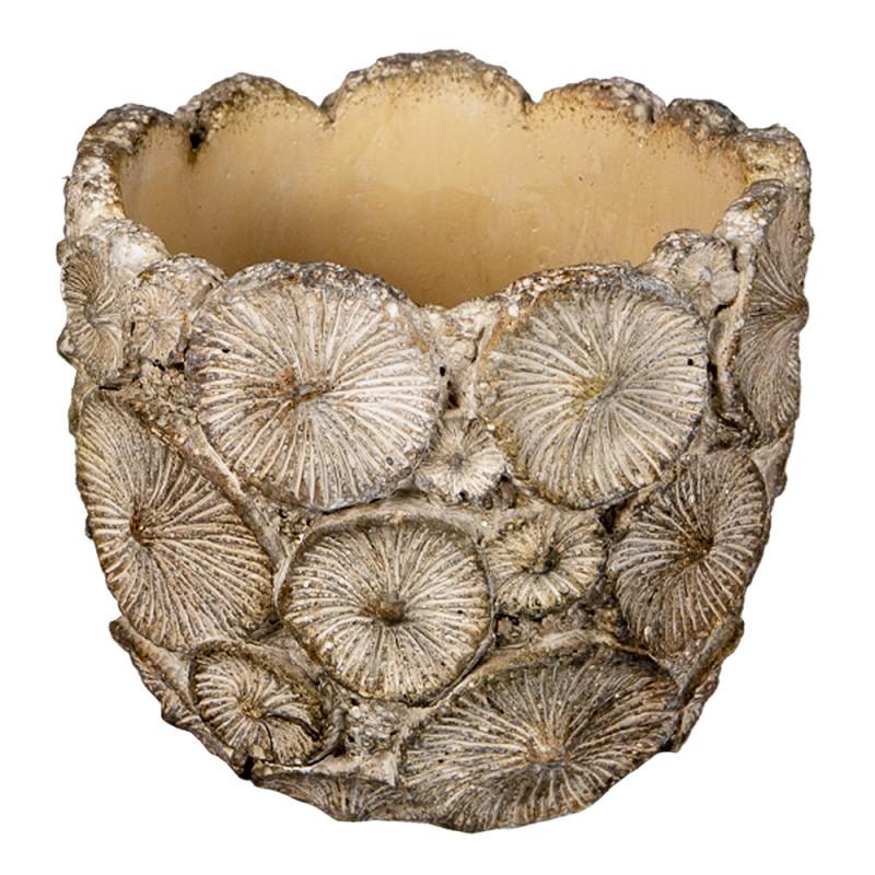 clayre & eef 6TE0359S Bloempot Ø 11x10 cm Grijs Steen Rond Bloempot Binnen