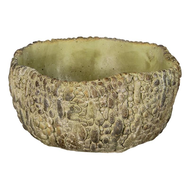 clayre & eef 6TE0362L Bloempot 22x21x11 cm Groen Steen Rond Bloempot Binnen