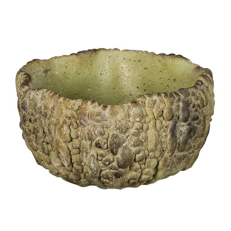clayre & eef 6TE0362S Bloempot 17x16x9 cm Groen Steen Rond Bloempot Binnen