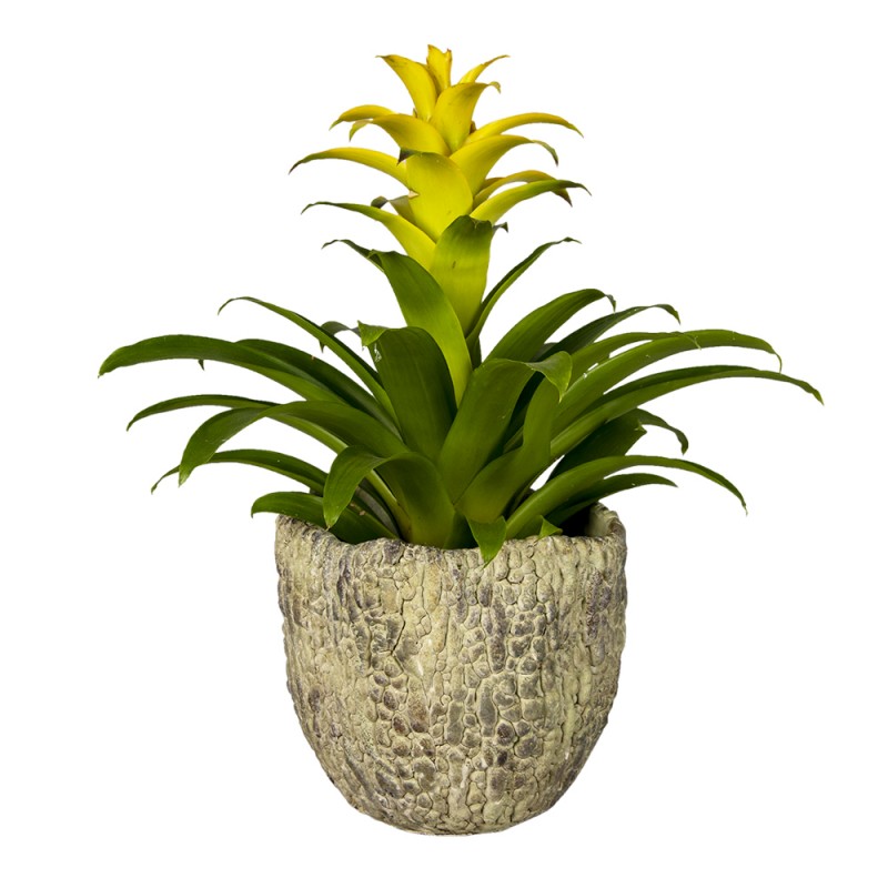 Clayre & Eef 6TE0363L Bloempot Ø 20x18 Cm Groen Steen Rond Bloempot Binnen