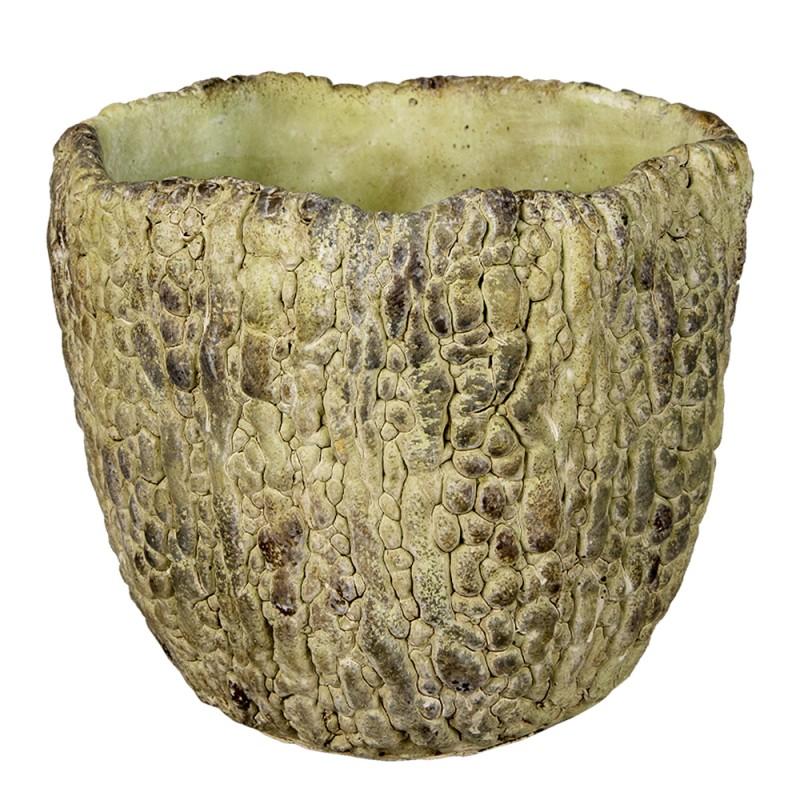 clayre & eef 6TE0363L Bloempot Ø 20x18 cm Groen Steen Rond Bloempot Binnen