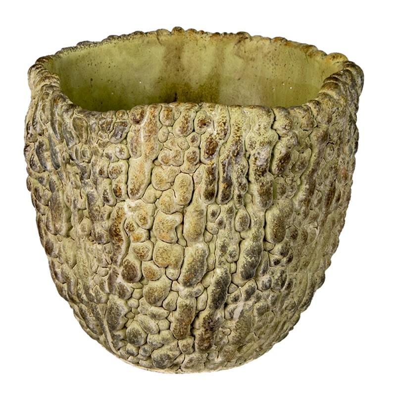clayre & eef 6TE0363M Bloempot Ø 17x15 cm Groen Steen Rond Bloempot Binnen
