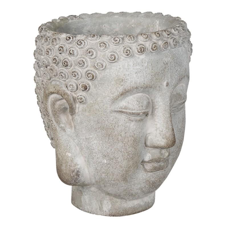 Clayre & Eef 6TE0364L Bloempot 15x14x17 Cm Grijs Steen Bloempot Binnen