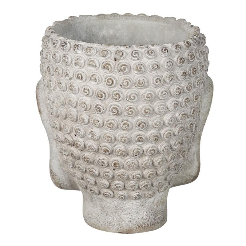 Clayre & Eef 6TE0364L Bloempot 15x14x17 Cm Grijs Steen Bloempot Binnen