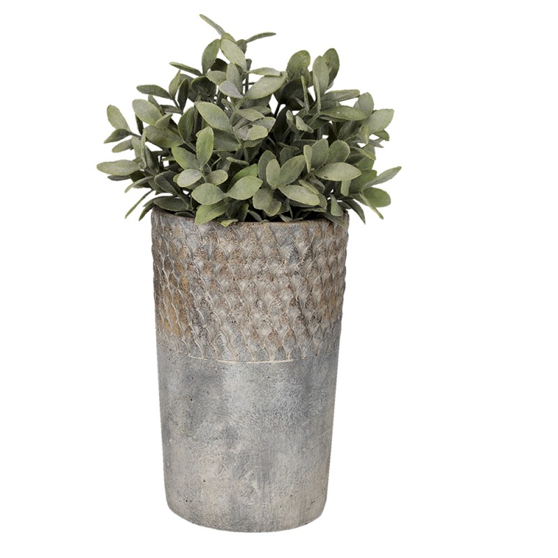 Clayre & Eef 6TE0365L Bloempot Ø 14x23 Cm Grijs Steen Rond Bloempot Binnen