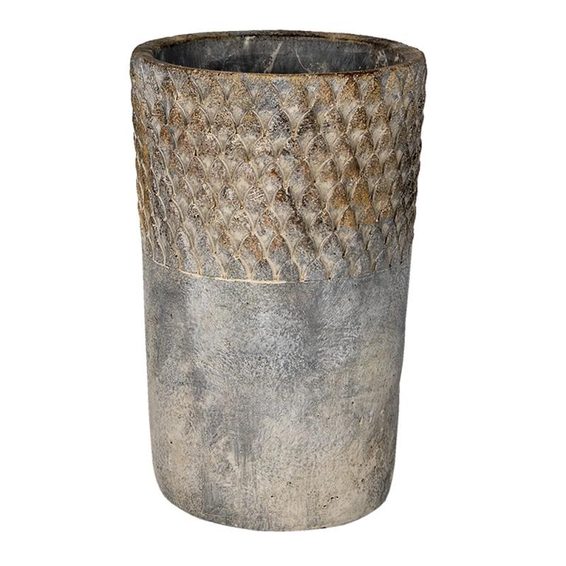 clayre & eef 6TE0365L Bloempot Ø 14x23 cm Grijs Steen Rond Bloempot Binnen