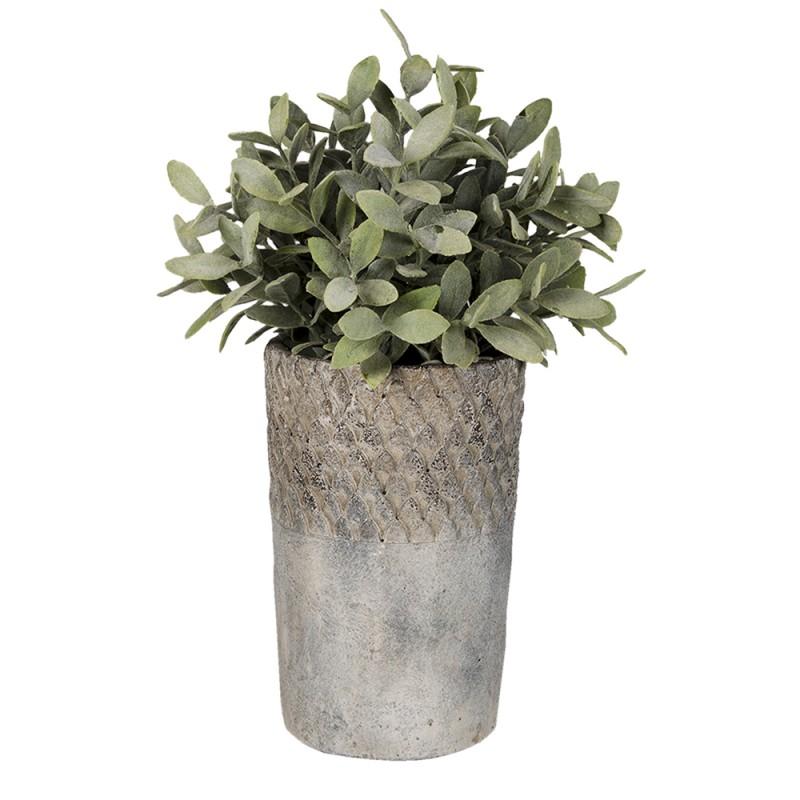 Clayre & Eef 6TE0365S Bloempot Ø 12x19 Cm Grijs Steen Rond Bloempot Binnen