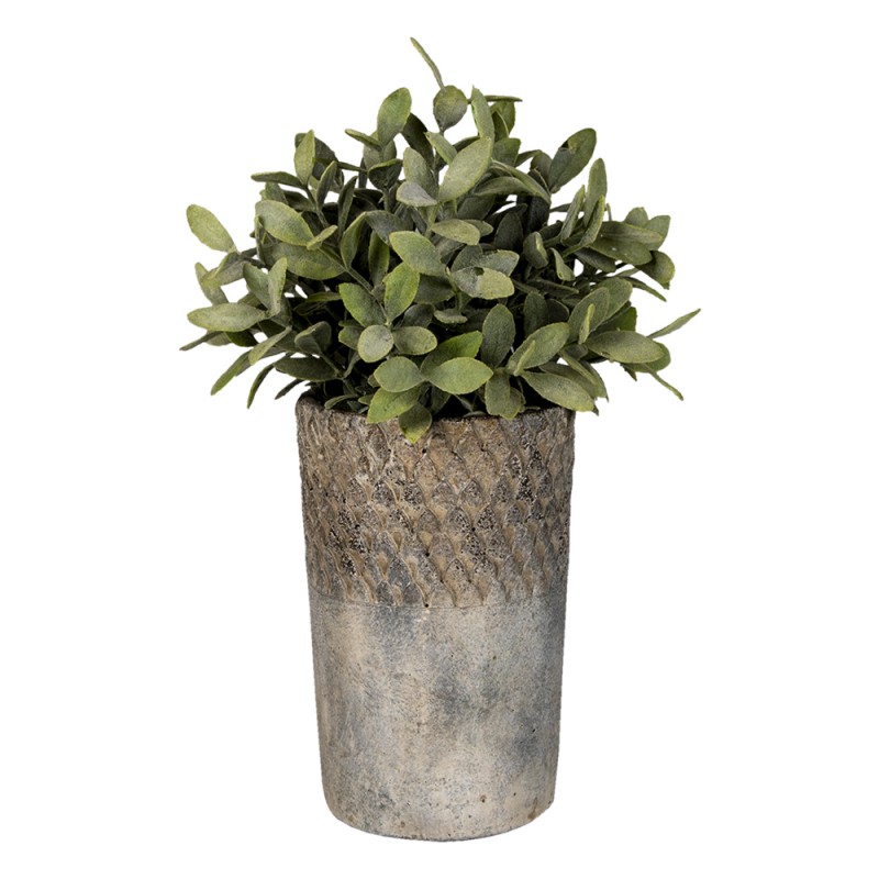 Clayre & Eef 6TE0366 Bloempot Ø 24x39 Cm Grijs Steen Rond Bloempot Binnen