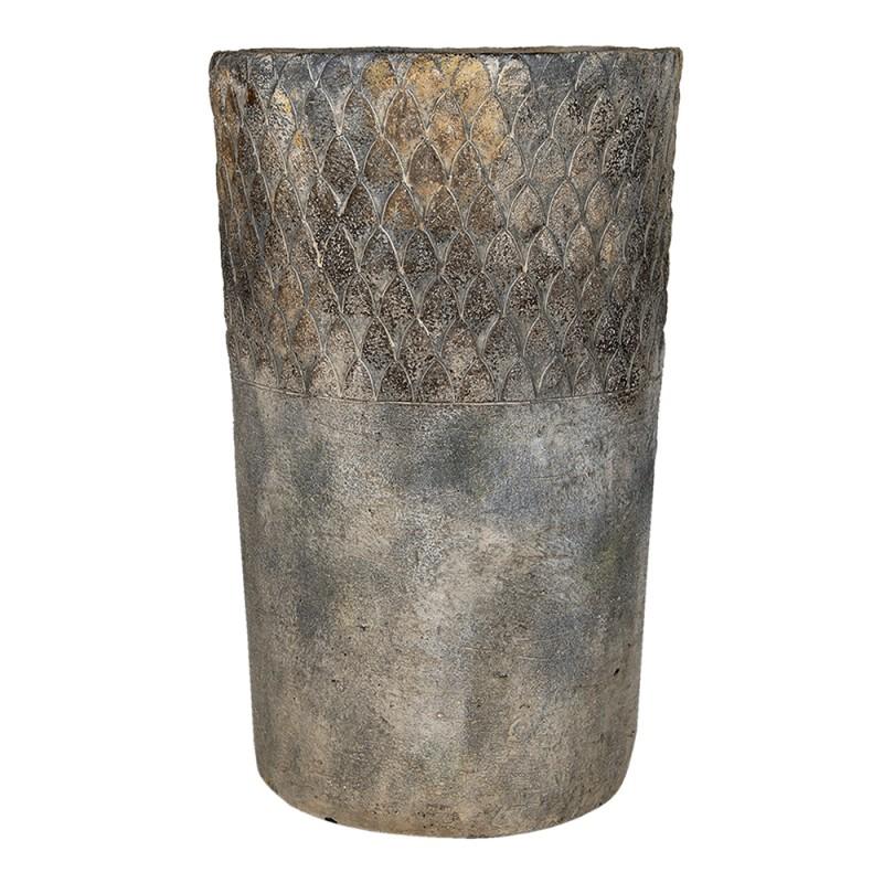 clayre & eef 6TE0366 Bloempot Ø 24x39 cm Grijs Steen Rond Bloempot Binnen