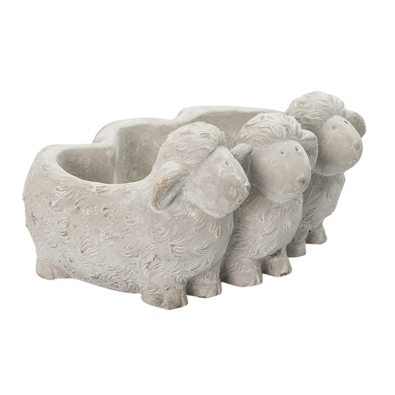 Clayre & Eef 6TE0372 Bloempot Schaap 26x20x12 Cm Grijs Steen Bloempot Binnen
