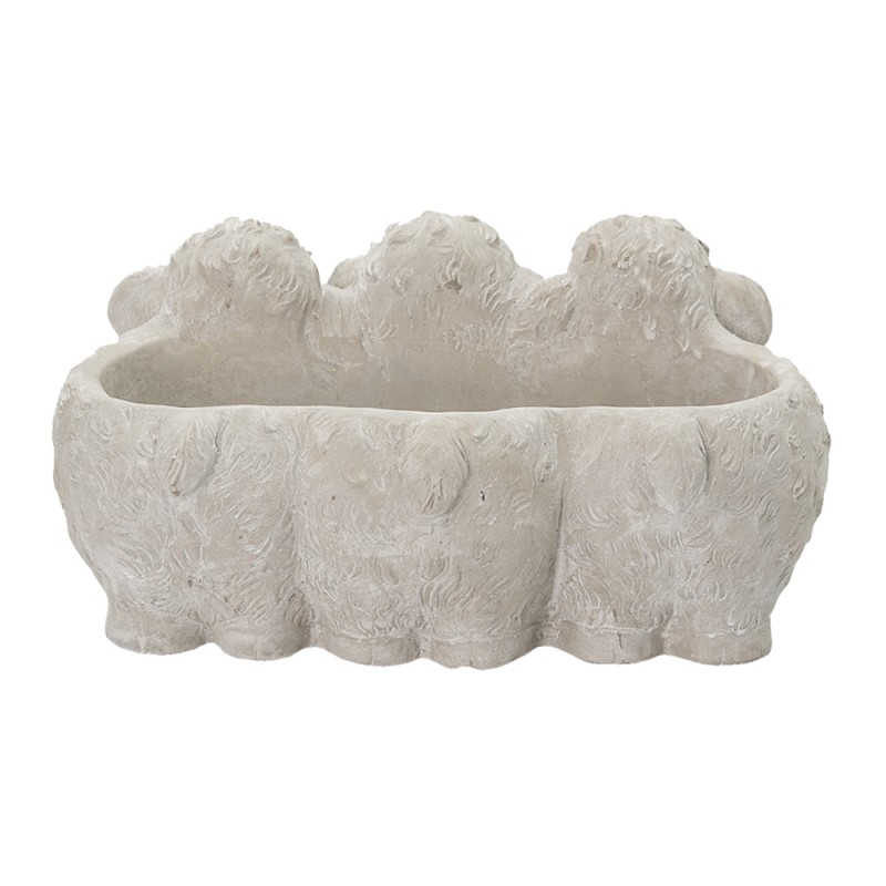 Clayre & Eef 6TE0372 Bloempot Schaap 26x20x12 Cm Grijs Steen Bloempot Binnen
