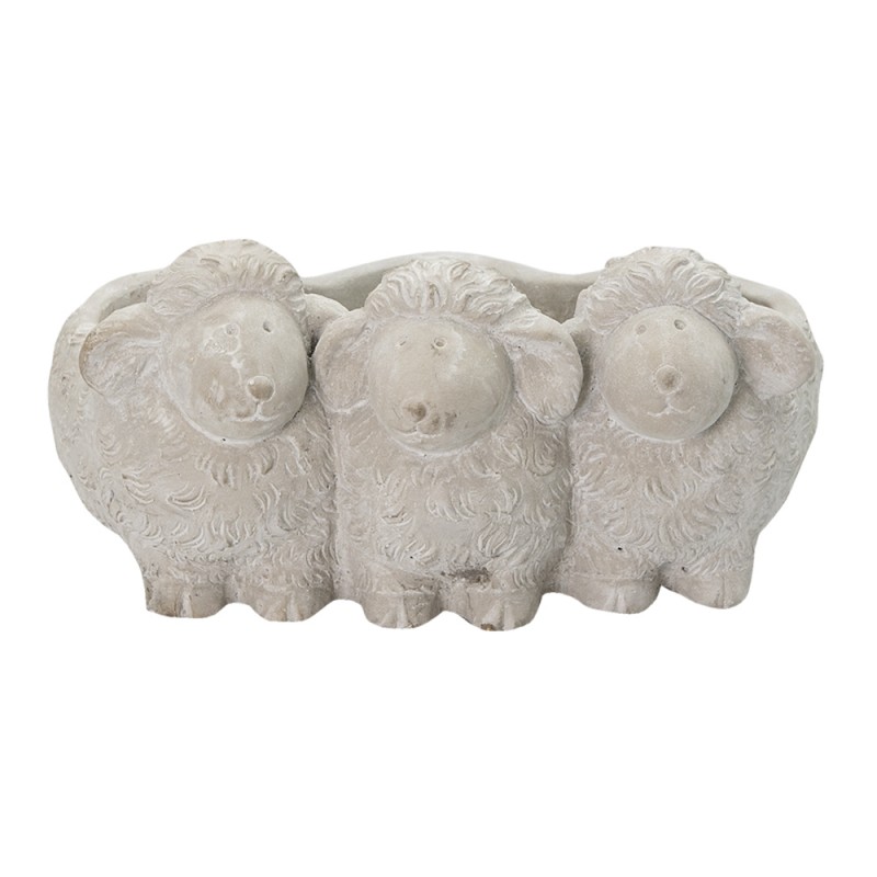clayre & eef 6TE0372 Bloempot Schaap 26x20x12 cm Grijs Steen Bloempot Binnen