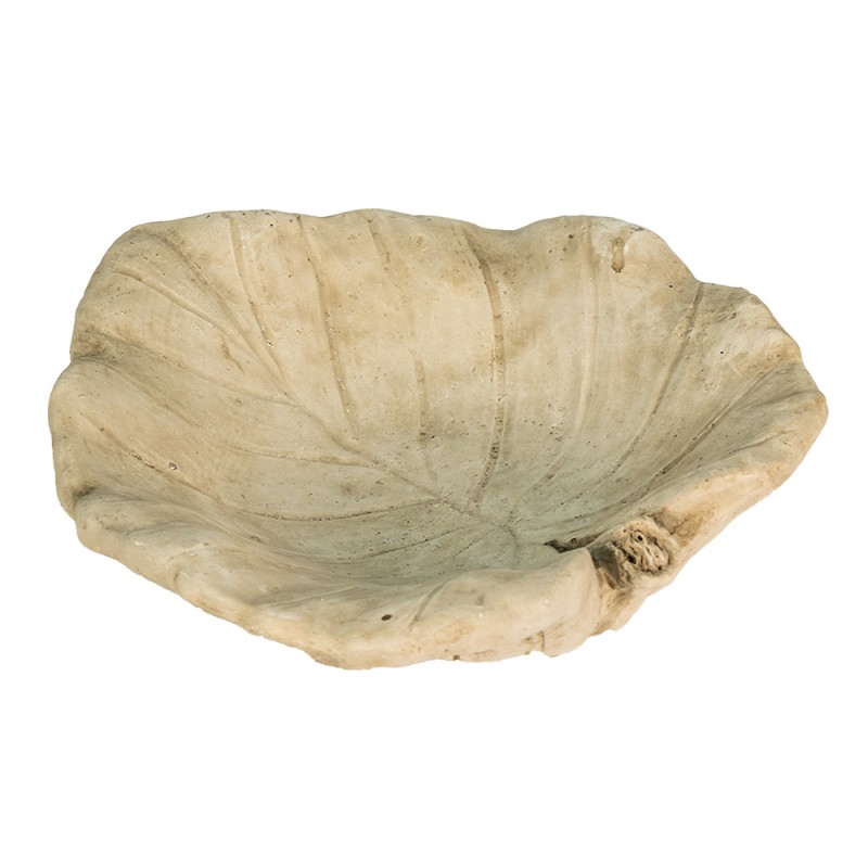 Clayre & Eef 6TE0384 Vogelvoederbak Blad 22x22x6 Cm Beige Steen Ovaal