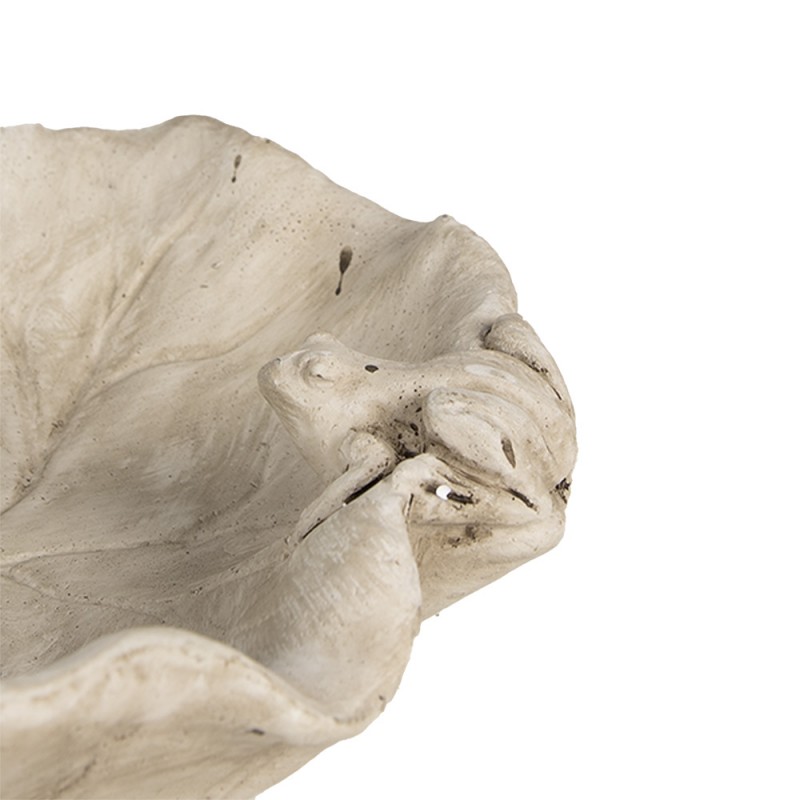 Clayre & Eef 6TE0501 Vogelvoederbak Kikker Ø 22x6 Cm Beige Steen Vogelbad