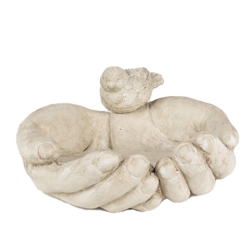 Clayre & Eef 6TE0502 Vogelvoederbak Handen 23x21x9 Cm Beige Steen