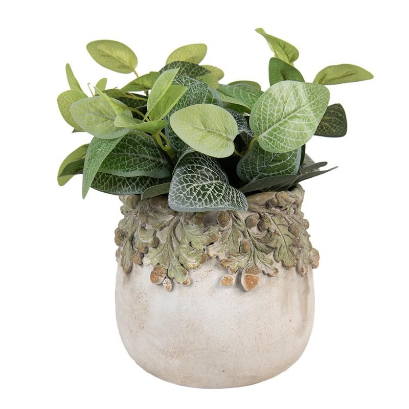 Clayre & Eef 6TE0573M Bloempot Ø 19x17 Cm Beige Steen