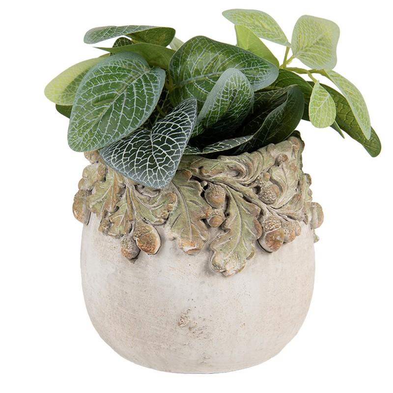 Clayre & Eef 6TE0573S Bloempot Ø 15x13 Cm Beige Steen