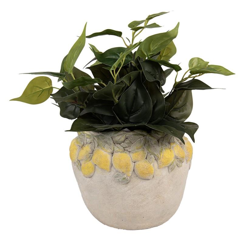 Clayre & Eef 6TE0574 Bloempot Ø 22x19 Cm Beige Steen Citroenen