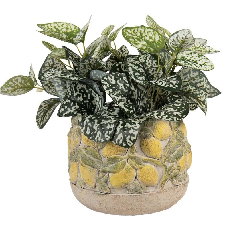 Clayre & Eef 6TE0575 Bloempot Ø 19x15 Cm Beige Steen Citroenen