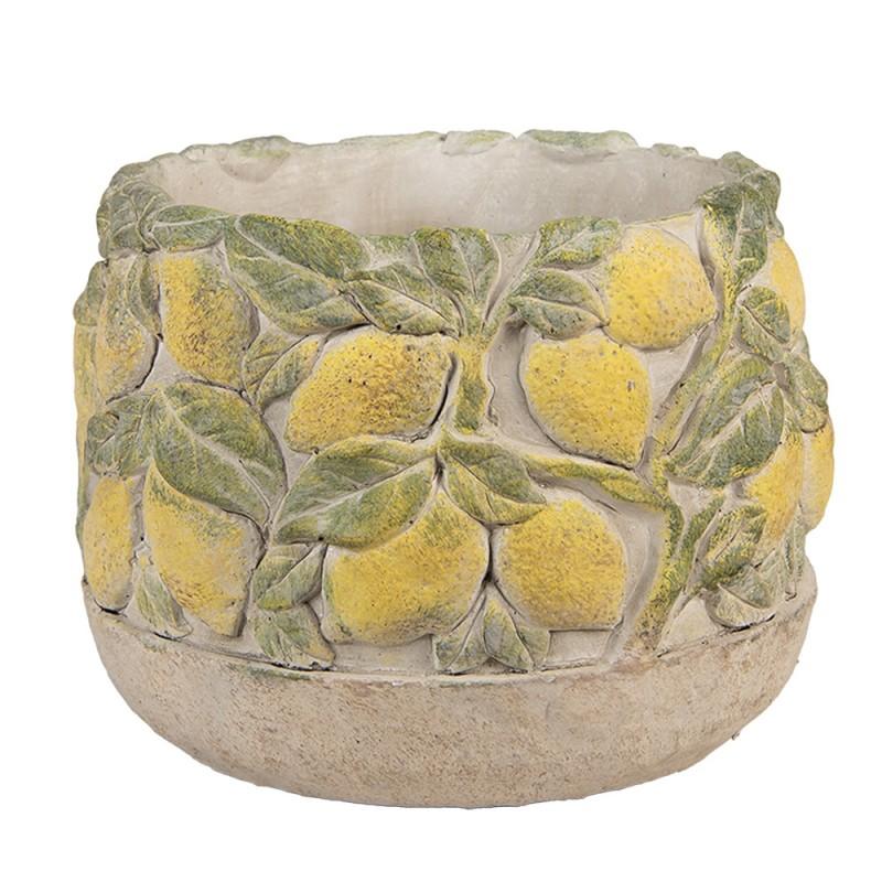 clayre & eef 6TE0575 Bloempot Ø 19x15 cm Beige Steen Citroenen