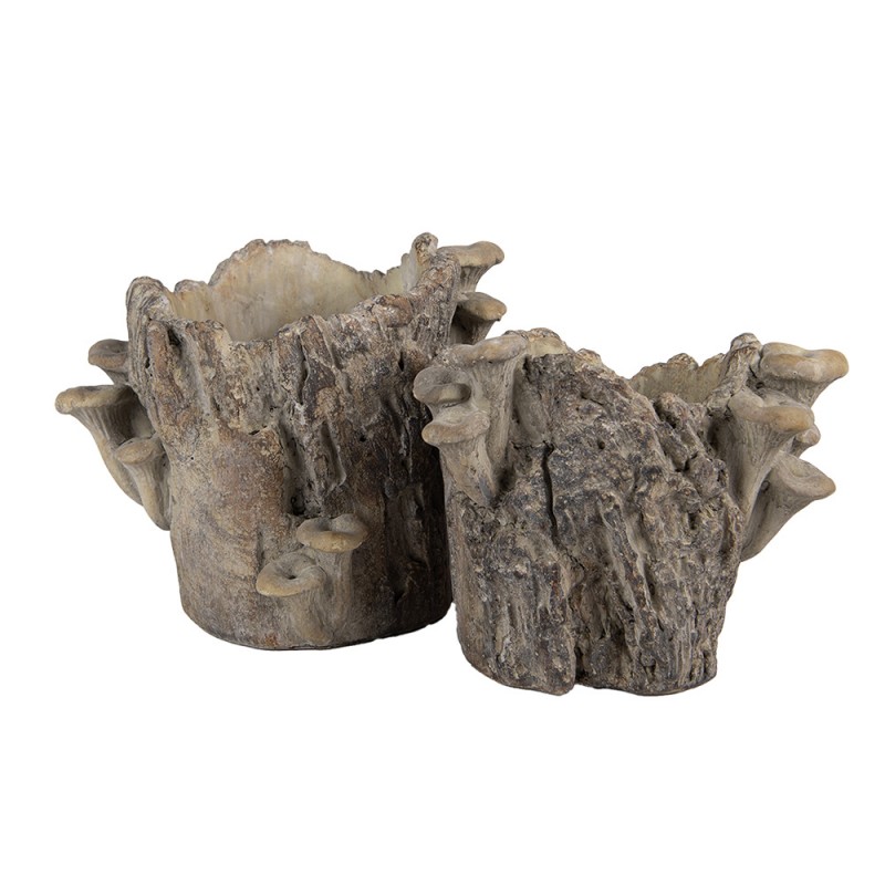 Clayre & Eef 6TE0577M Bloempot 20x18x18 Cm Bruin Steen